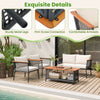 4-piece patio rattan furniture set with sturdy metal legs, comfortable armrests, and a 2-tier coffee table for outdoor.