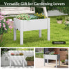 Self-watering raised bed planter box in white, perfect for outdoor gardening in backyard or patio with generous.