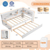 Twin size daybed platform bed frame in white with trundle, shelves, and storage cubes for versatile bedroom use.