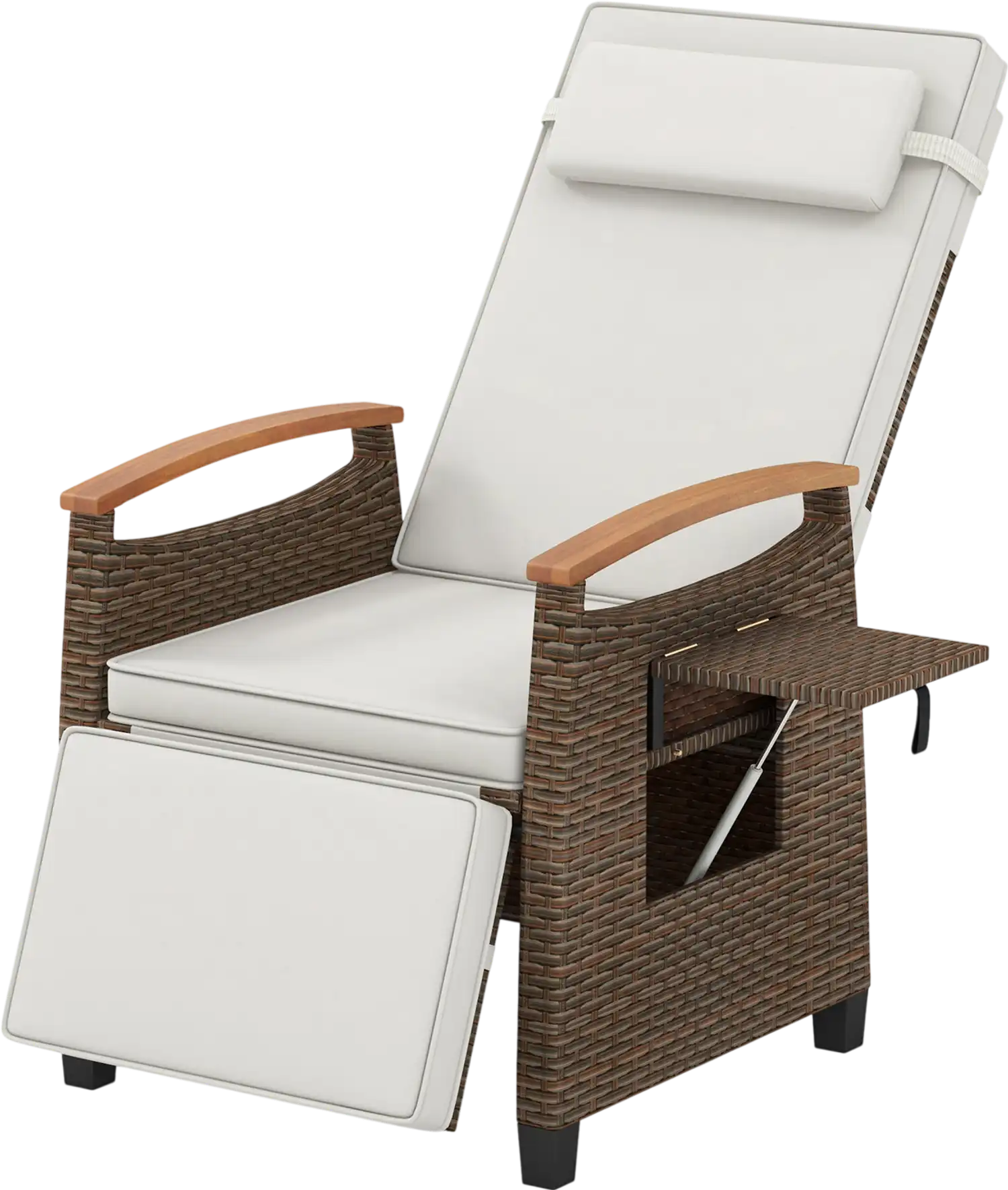 Costway Patio Wicker Recliner Chaise Lounge Chair Adjustable Backrest Footrest 82175936 New