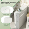 White bathroom floor cabinet with one top drawer and sliding drawer, made of durable MDF, ideal for space-saving.