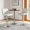 Set of 2 Square Swivel Adjustable PU Leather Bar Stools with Back and Footrest-White - Gallery View 1 of 8