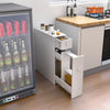 White bathroom cabinet space saver with top drawer and sliding drawer, ideal for organizing toiletries and accessories.