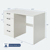 White 43.5-inch computer desk with 4 large drawers, smooth metal slides, and modern design for home or office use.