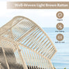 Well-woven light brown rattan oversized egg chair with cushions, ergonomic design for backyard or poolside relaxation.