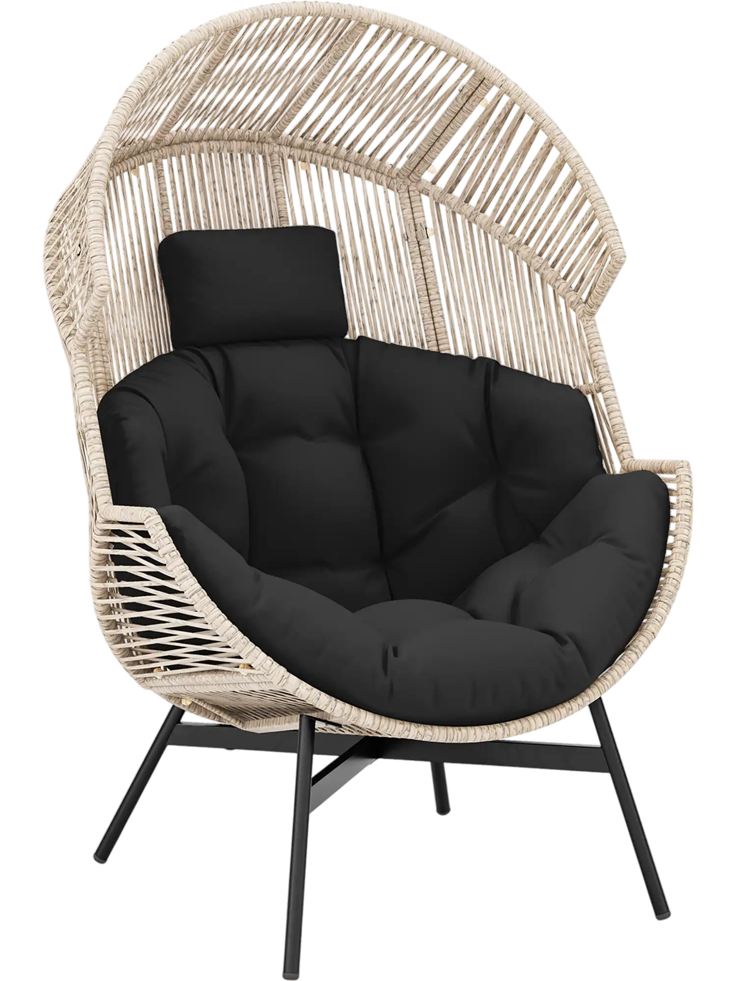 Costway Oversized Wicker Egg Chair with Cushions Headrest 23659147 New