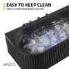 Anzzi Stone Belle Bathtub 67 x 32 in. Flat Bottom Freestanding with Massage Jets and Lights New