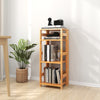4-tier bookshelf made of natural rubber wood, featuring open design for easy access, perfect for stylish living room.