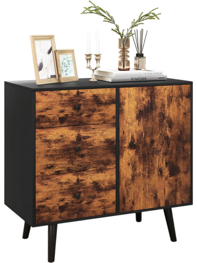 Costway Mid-Century Wood Storage Cabinet Door 3 Drawers 19584230 New