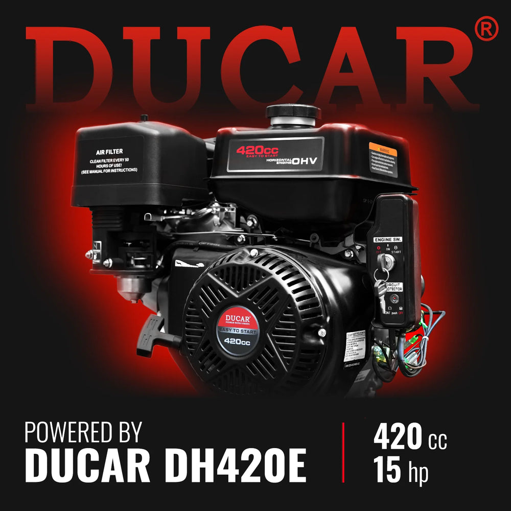 5 inch E-start DUCAR 420cc 15hp Gasoline Engine Powered Disc Wood Chipper with Taillight ,  P4205