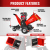 8 inch HONDA E-Start 688cc 22hp Gas Powered 4 - Wheel Drum Wood Chipper with Taillight ,  B200