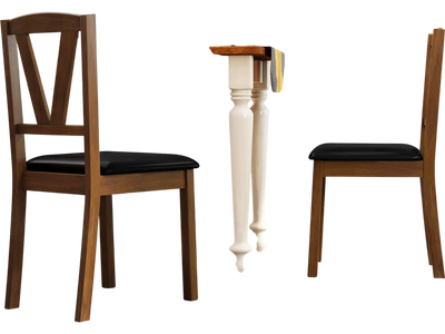 Costway Wooden Dining Chairs Set of 2 PU Leather Upholstered Rubber Wood Frame Brown 379561248 New