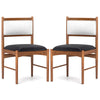 Wooden dining chair set of 2 with rubber wood frame and faux Sherpa backrest, perfect for dining rooms and cafes.