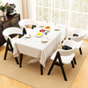 Mid-century modern dining chair set of 4 in black with soft white faux sherpa upholstery for stylish dining rooms.