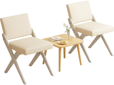 Costway Wooden Dining Chairs Set of 2 Rubber Wood Frame Padded Cushions White 749381625 New
