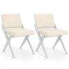 White wooden dining chairs set of 2 with rubber wood frame and padded cushions, perfect for modern farmhouse aesthetics.