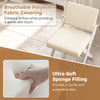 White wooden dining chair with breathable polyester fabric and ultra-soft sponge filling for comfort and support.
