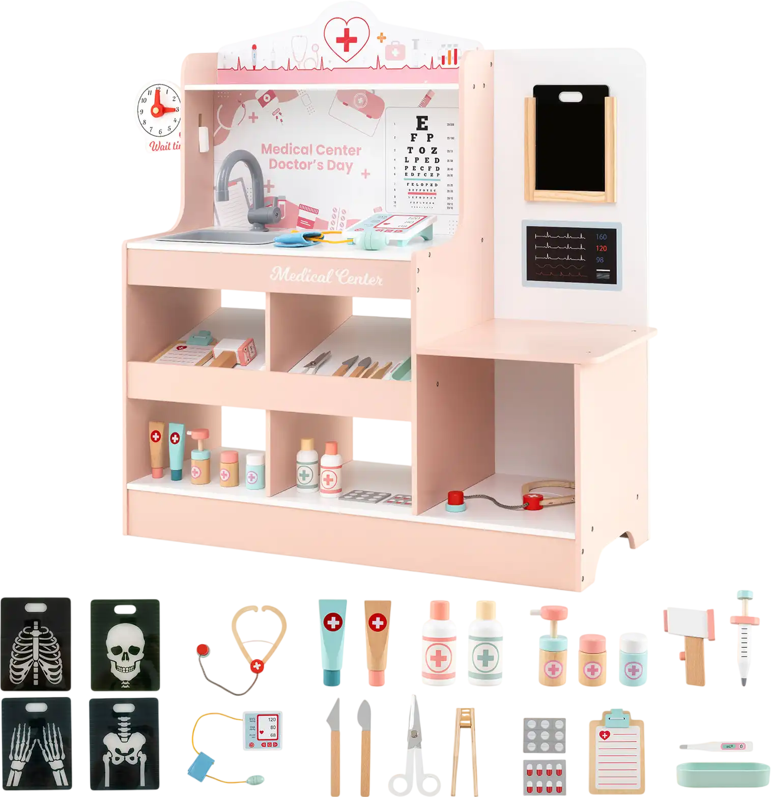 Costway Wooden Doctor Playset Stethoscope Toddlers 183427956 New
