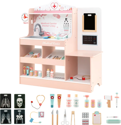 Costway Wooden Doctor Playset Stethoscope Toddlers 183427956 New