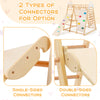 Single-sided and double-sided connectors for the 8-in-1 wooden jungle gym playset, ensuring stability and versatility.