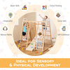 8-in-1 wooden jungle gym playset with slide and monkey bars, designed for safe play and physical development for kids.