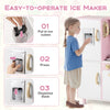 Easy-to-operate ice maker on a pink wooden kitchen playset, designed for imaginative play and hands-on skills.