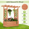 Wooden raised garden bed with trellis and hanging roof, made of fir wood, waterproof, ideal for outdoor plant.