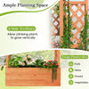 Wooden raised garden bed with trellis, featuring a large planter box for fruits, herbs, and flowers in outdoor settings.