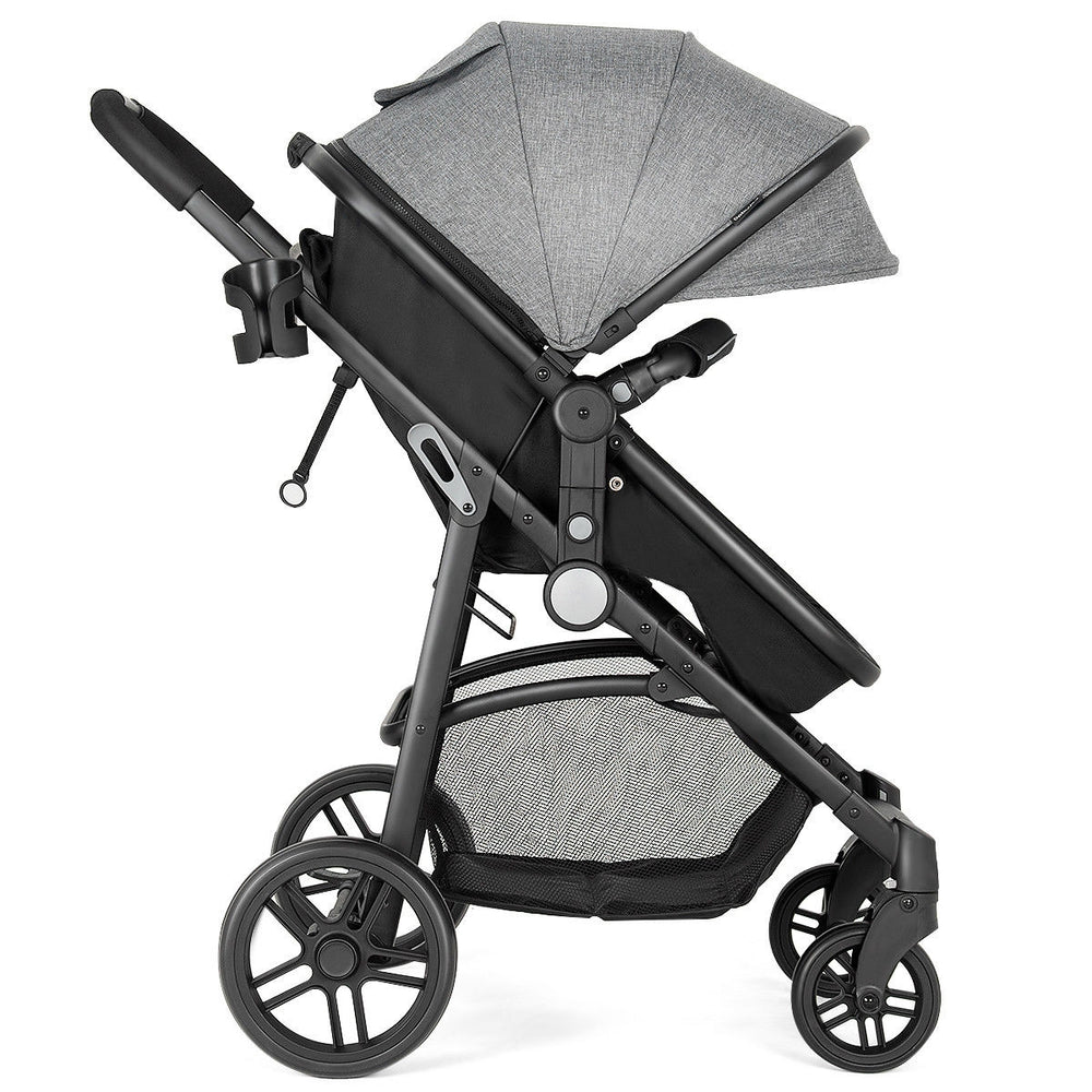 2-in-1 Foldable Pushchair Newborn Infant Baby Stroller-Gray - Gallery View 1 of 10