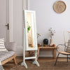 Mirrored Jewelry Cabinet Armoire Organizer w/ LED lights-White - Gallery View 1 of 9