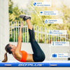Inflatable 10 feet gymnastic tumbling mat in blue, made of durable drop stitch material, ideal for workouts and water.