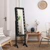 Mirrored Jewelry Cabinet Armoire Organizer w/ LED lights-Black - Gallery View 1 of 9