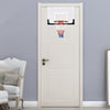 Over-the-door mini basketball hoop with shatterproof backboard, includes rubber basketball and two nets for indoor fun.
