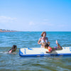 Inflatable gymnastic tumbling mat in blue, ideal for water activities, featuring high-quality drop stitch material.