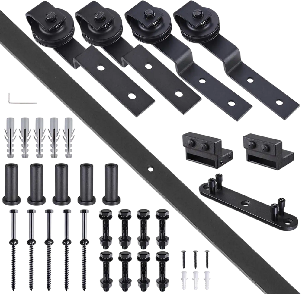 Yescom Bypass Sliding Barn Door Hardware Kit 6.6 ft Single Track 2-Doors New