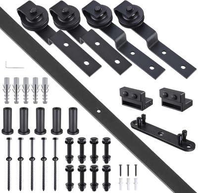 Yescom Bypass Sliding Barn Door Hardware Kit 6.6 ft Single Track 2-Doors New