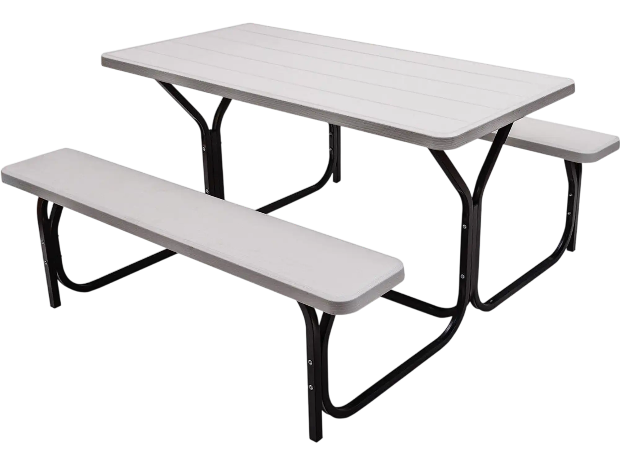 Costway HDPE Outdoor Picnic Table Bench Set Metal Base 91203576 New