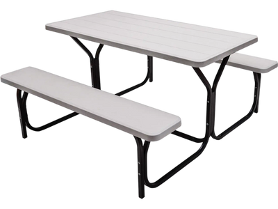 Costway Outdoor HDPE Picnic Table Bench Set Metal Base 91203576 New