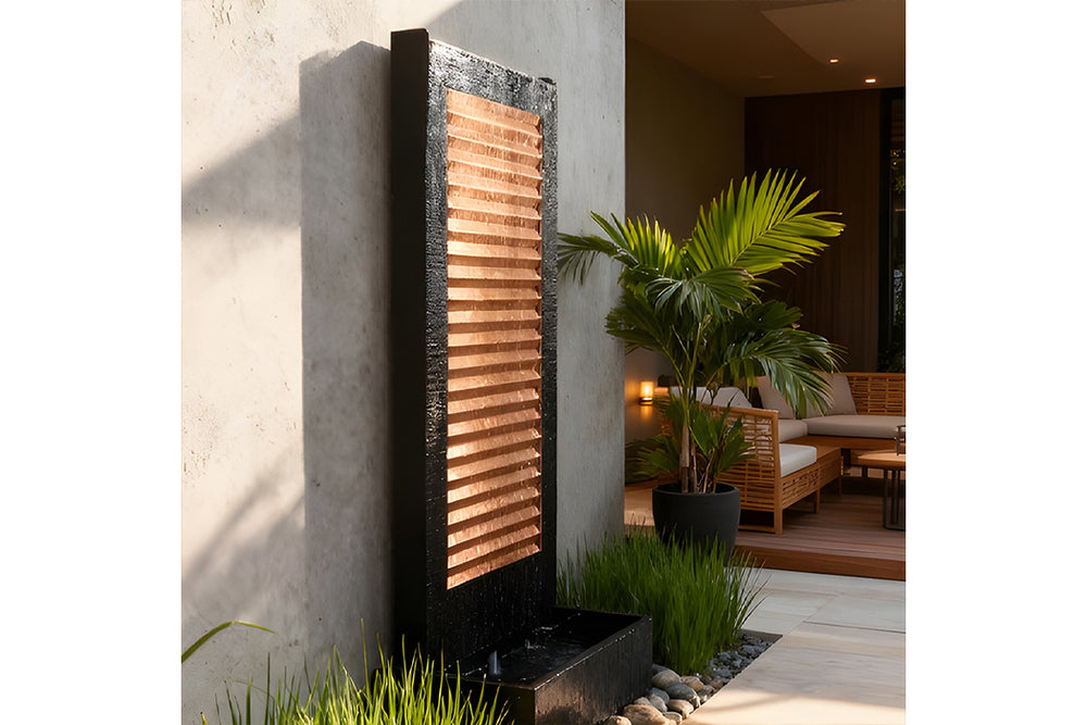 Exaco Zig Zag Copper Outdoor Water Fountain 63" Tall New