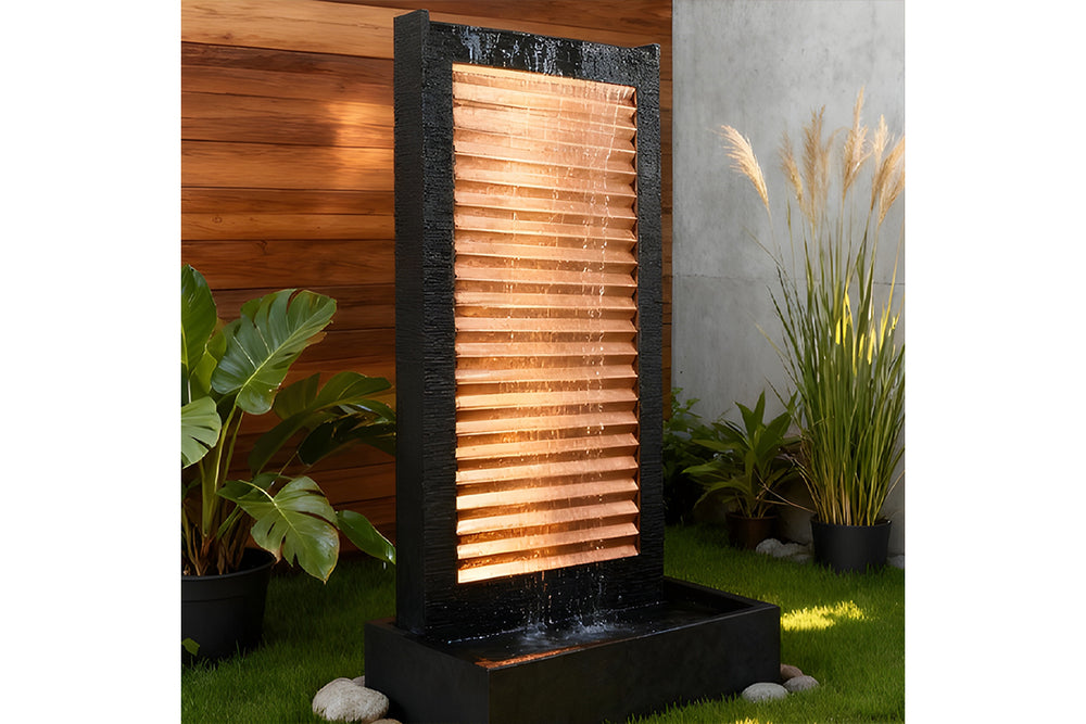 Exaco Zig Zag Copper Outdoor Water Fountain 63" Tall New