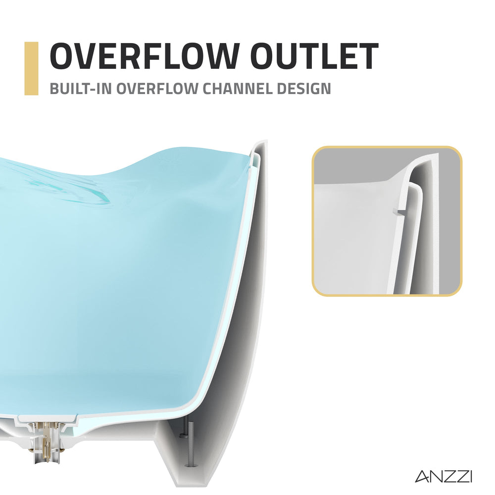 FT-AZ6732-PRX - 67 in. x 32 in. Rectangle Freestanding Stone Resin Deep Soaking Flat-Bottom Bathtub with Center Drain