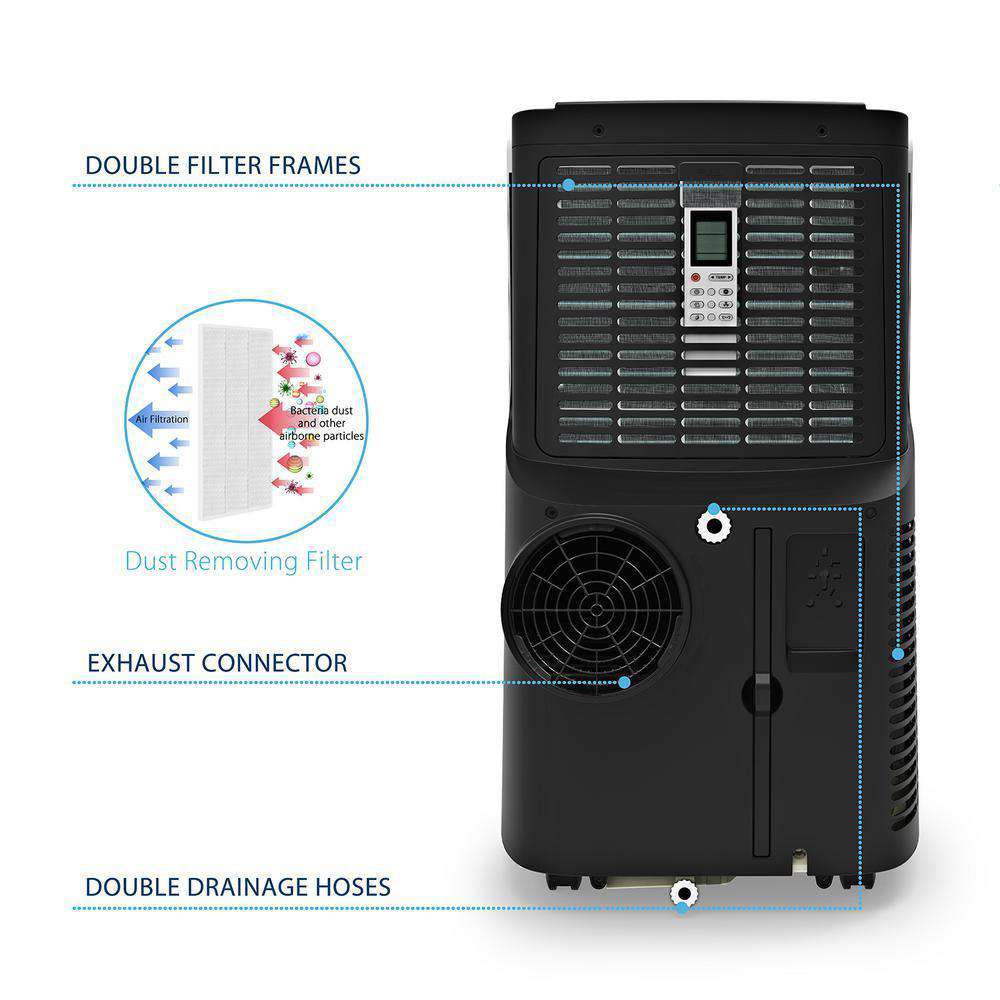 JHS A018-12KR/C 12,000 BTU Portable Air Conditioner with Dehumidifier and Remote White New
