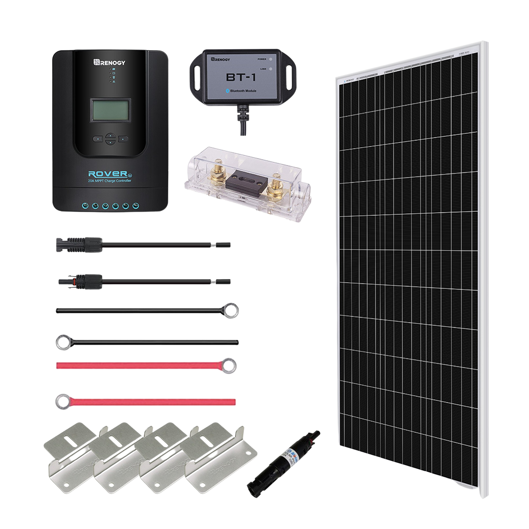 Renogy RNG-KIT-PREMIUM100D-RVR20-US 100 Watt 12 Volt Solar Premium Kit New