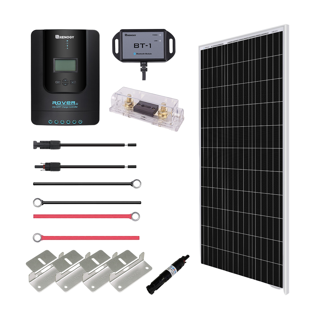 Renogy RNG-KIT-PREMIUM100D-RVR20-US 100 Watt 12 Volt Solar Premium Kit New