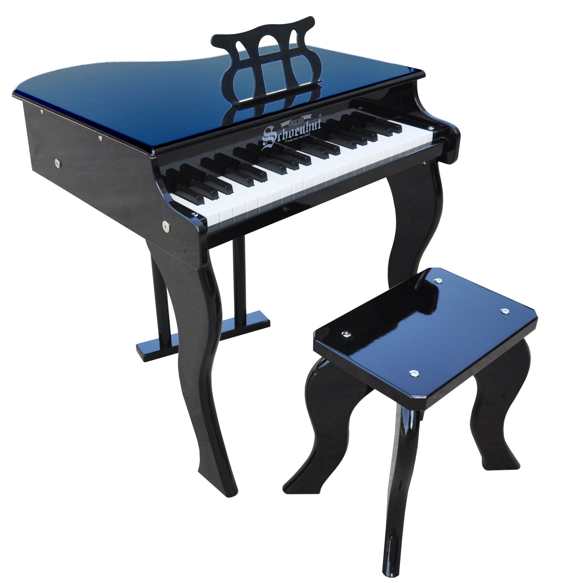 Schoenhut 372B 37-Key Elite Baby Grand Piano with Bench Black New