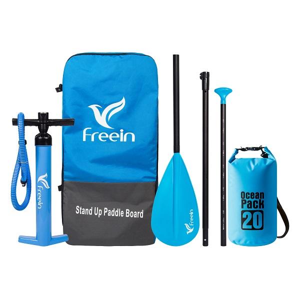 Freein 10' 2" Explorer Inflatable SUP Stand Up Paddle Board Package Dual Action Pump Camera Mount Blue New
