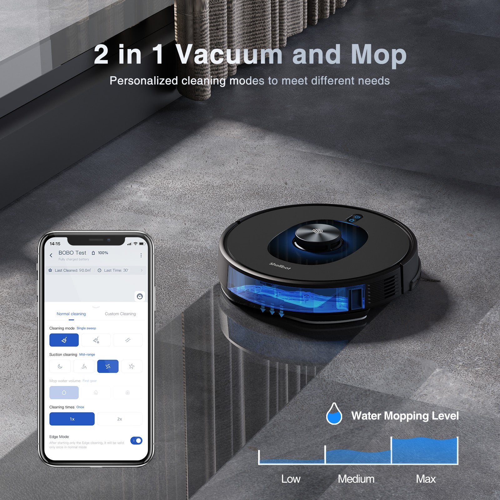 Shellbot SL60 Self-Charging 2 in 1 Robot Vacuum and Mop New