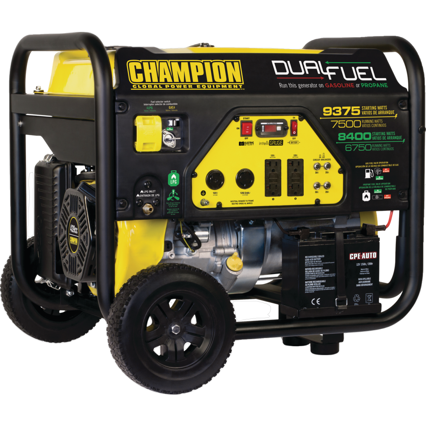 Champion 201040 7500W/9375W Electric Start Dual Fuel Generator New