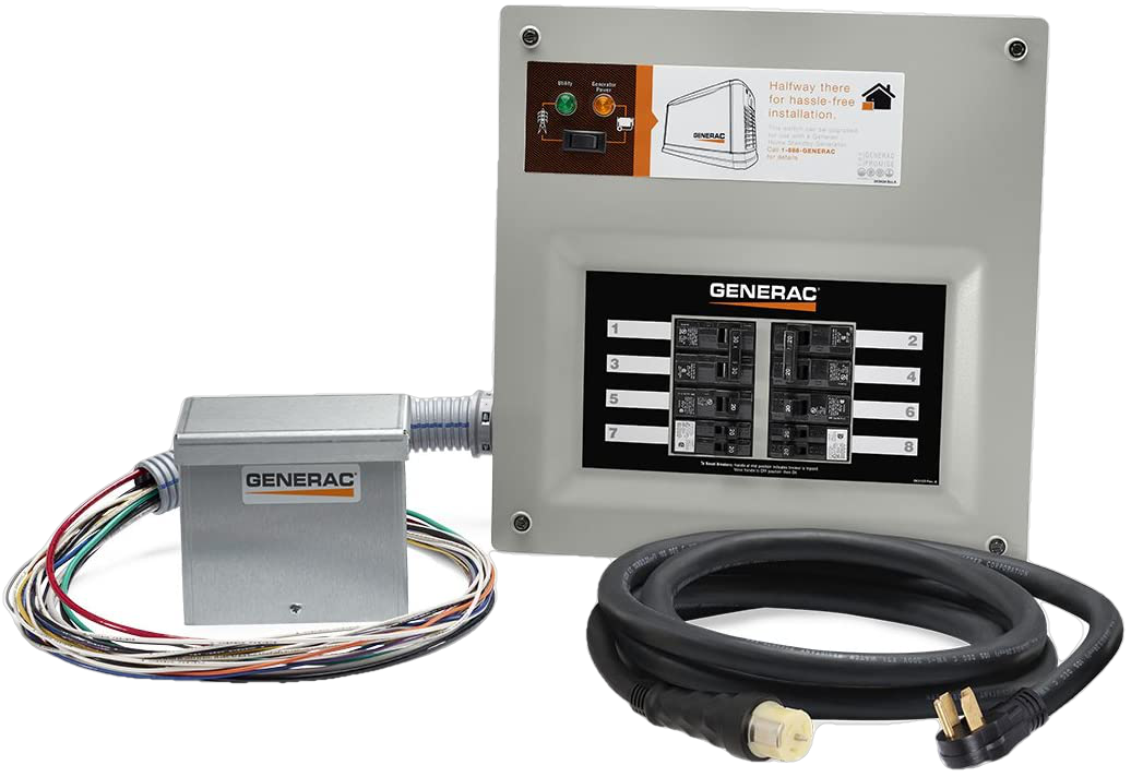 Generac 9855 50-Amp HomeLink Pre-Wired Manual Transfer Switch (10-16 Circuits), Inlet Box, and 10 ft. Cord New