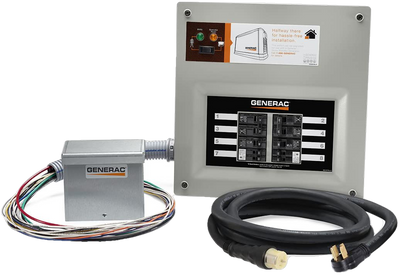 Generac 9855 50-Amp HomeLink Pre-Wired Manual Transfer Switch (10-16 Circuits), Inlet Box, and 10 ft. Cord New